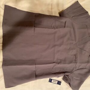 Jaanuu Woman’s 3 -Pocket Gray Short Sleeve Scrub Top